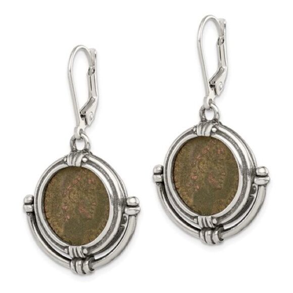 New .925 Sterling Silver Ancient Coin Earrings with Certificate of Authentic… - Picture 1 of 10